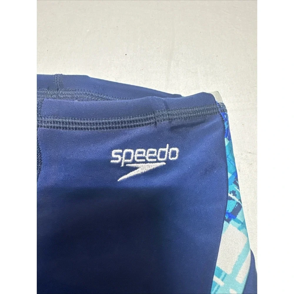 Speedo Racing Youth Blue Swim Shorts Jammer Drawstring Sz 22 ages 4-5